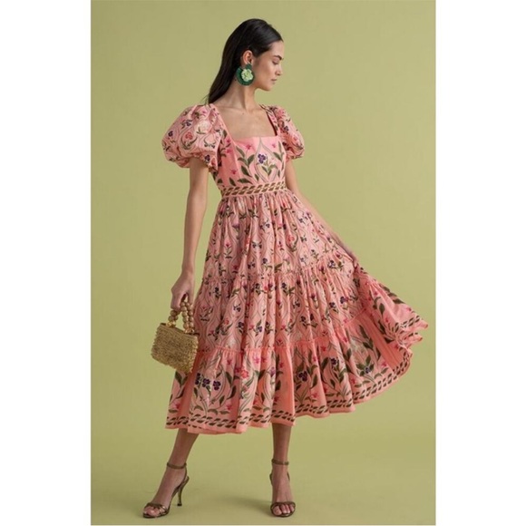 Agua by Agua Bendita Pacifico Pink Midi Dress Size Small - Picture 4 of 4